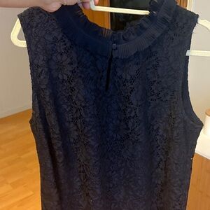 J. Crew Navy Blue lace sleeveless blouse